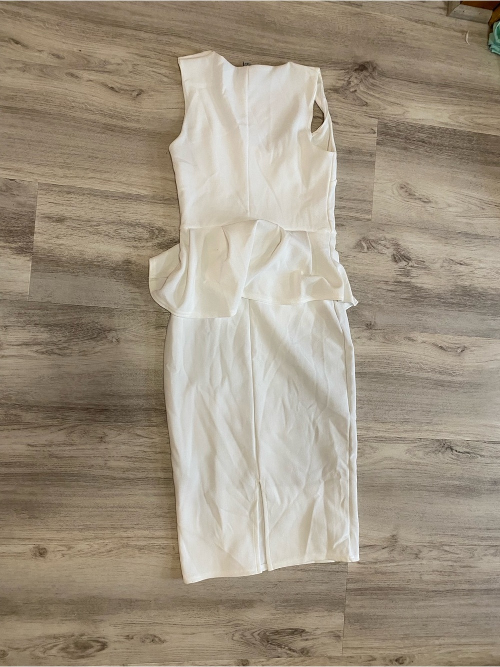 ASOS Sleeveless White Peplum Midi Dress - Picture 10 of 11